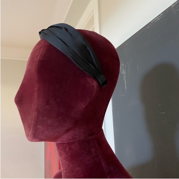 PRADA STYLE Black Satin Knot Headband logo triangle Milano - Picture 3 of 9